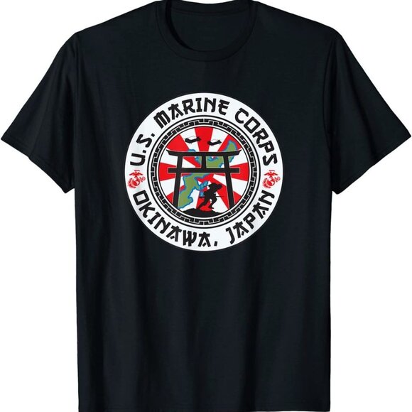 US Marine Corps Okinawa Japan Shirt Military Pride Graphic Tee Vintage Style 92 - Picture 1 of 5
